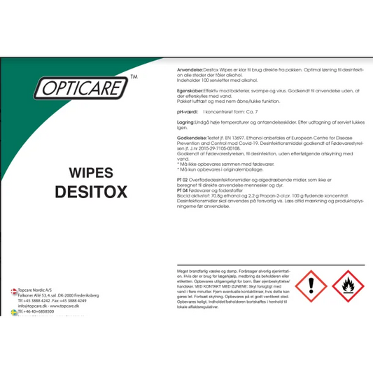 Desitox wipes 100 stk– fødevaregodkendt